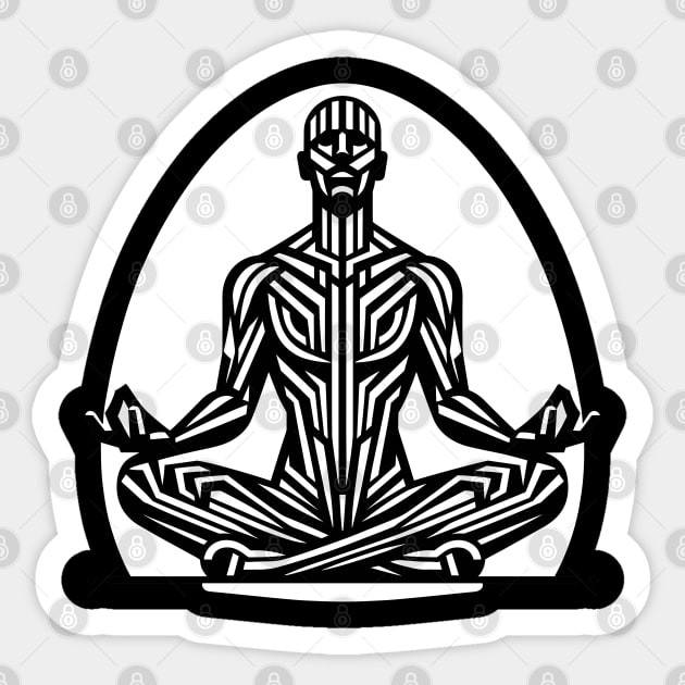 Geometric Zen Master - Abstract Meditation T-Shirt Design Sticker by The Tee Bizarre